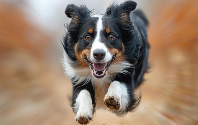 A dog having a zoomie