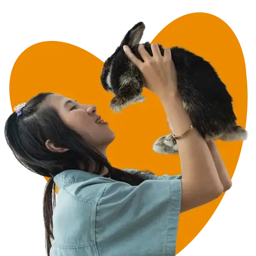 Therapist holding a rabbit