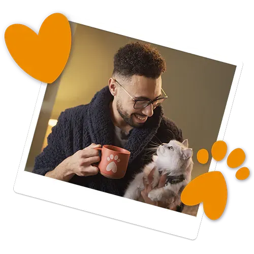 A pet owner with his cat