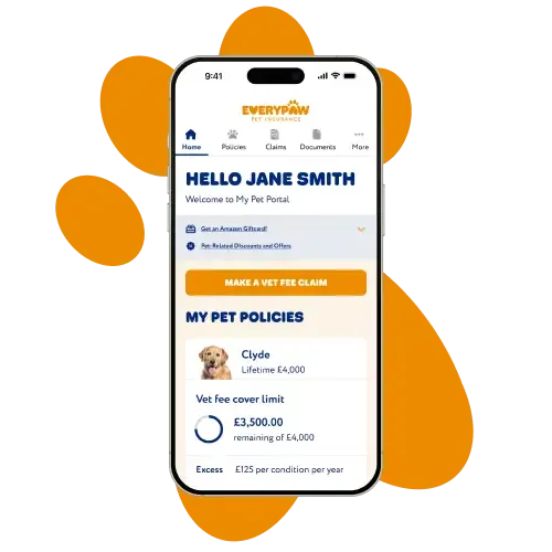 A phone screen image of Everypaw's Pet Portal