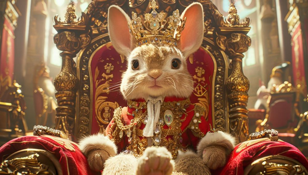 Strangest pet names AI rabbit King sitting on a throne