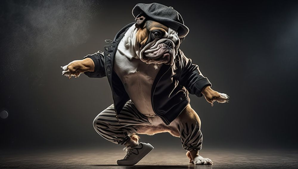 Strangest pet names AI bulldog breakdancing