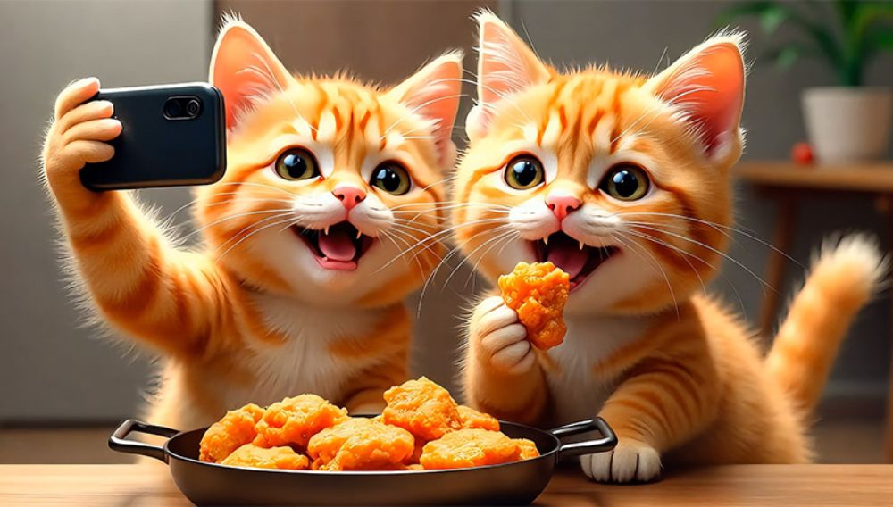 Strangest pet names AI cats eating chicken nuggets